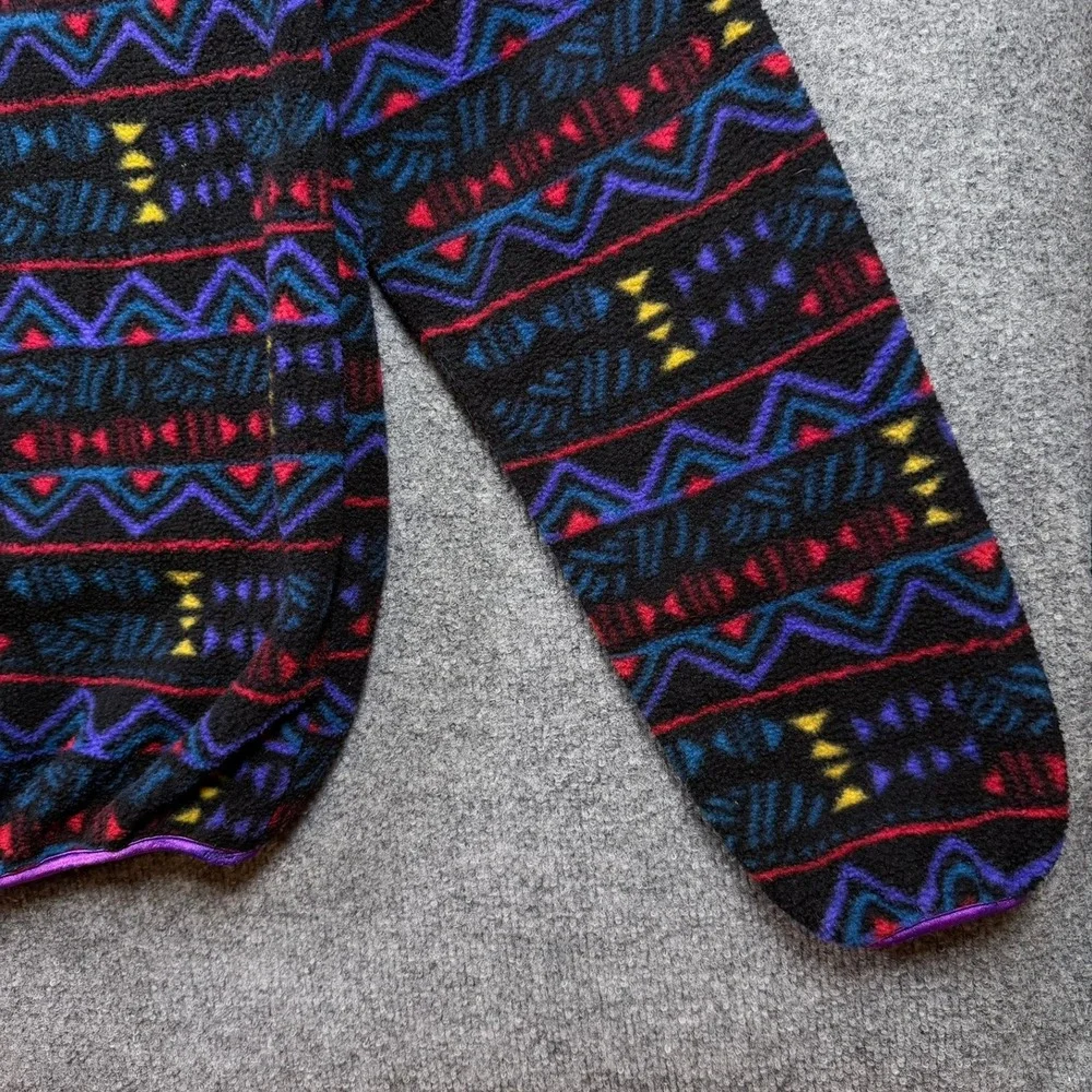Columbia Aztec Geometric Vintage 90s Made in USA T Snap Fleece Pullover M Black